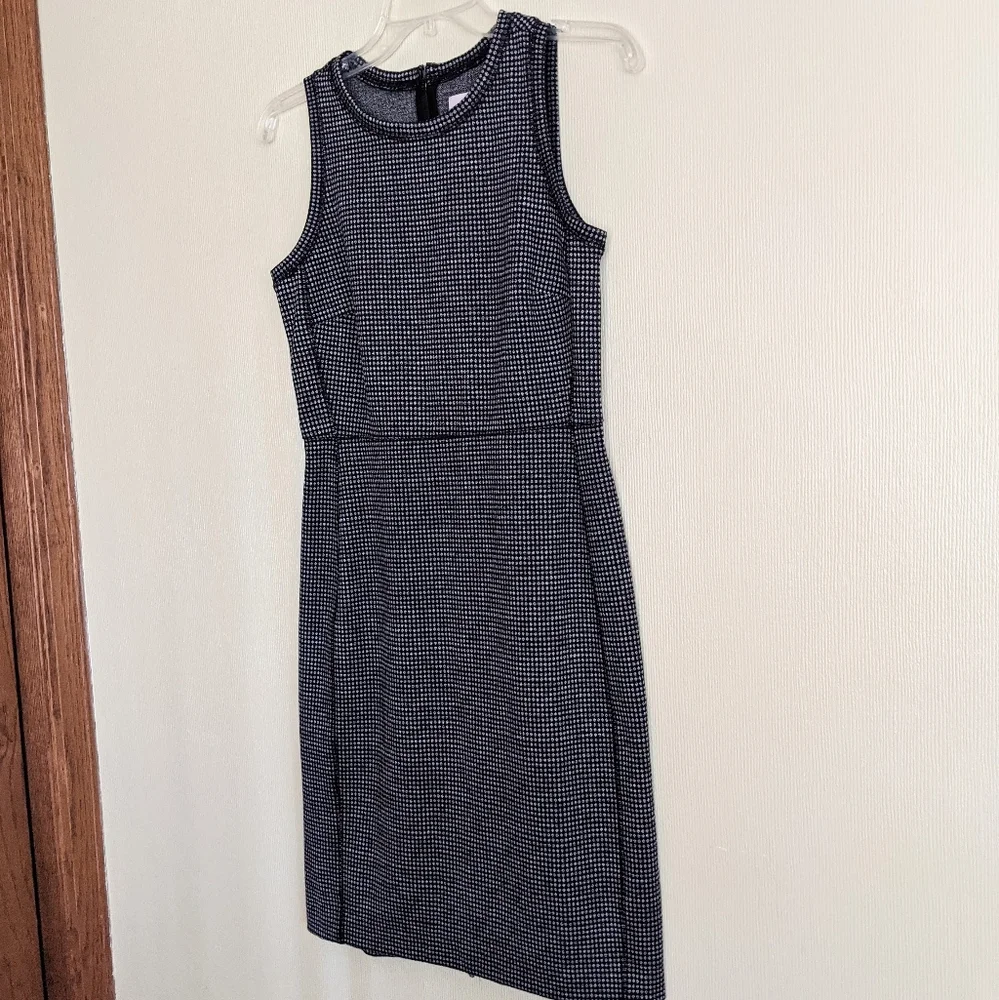 Loft Sheath Dress Black Ponte Knit Patterned Sleeveless - Picture 5 of 17
